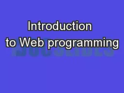Introduction to Web programming
