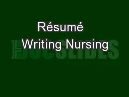 Résumé  Writing Nursing