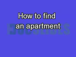 How to find an apartment
