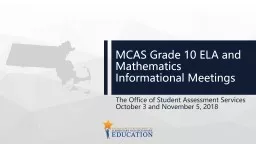 MCAS Grade 10 ELA and Mathematics Informational Meetings