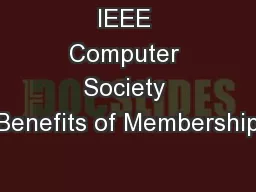 IEEE Computer Society Benefits of Membership
