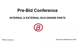 Pre-Bid Conference ELECTRICAL BUS ENGINE PARTS