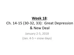 Week 18 :   Ch. 14-15 (30-32, 33):  Great Depression