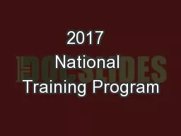 2017  National Training Program