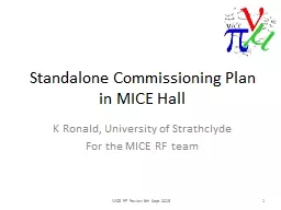 Standalone Commissioning Plan in MICE Hall