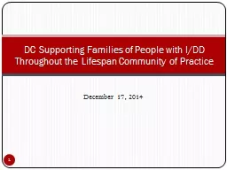 DC Supporting Families of People with I/DD Throughout the Lifespan Community of Practice