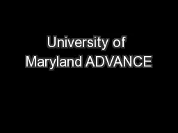 University of Maryland ADVANCE