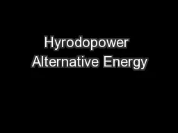 Hyrodopower Alternative Energy