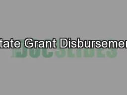 State Grant Disbursement