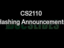 CS2110 Hashing Announcements
