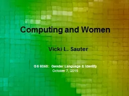 Computing and Women GS  6350:  Gender
