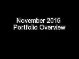 November 2015 Portfolio Overview