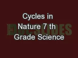 Cycles in Nature 7 th  Grade Science