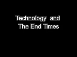 Technology  and The End Times