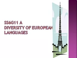 SS6G11 A Diversity of European Languages