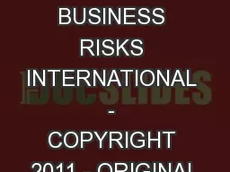 Pony Club Australia BUSINESS RISKS INTERNATIONAL - COPYRIGHT 2011 - ORIGINAL