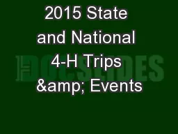 2015 State and National 4-H Trips & Events