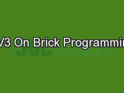 EV3 On Brick Programming