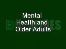 Mental Health and Older Adults