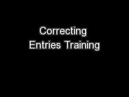 Correcting Entries Training