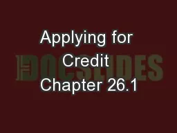 Applying for Credit Chapter 26.1