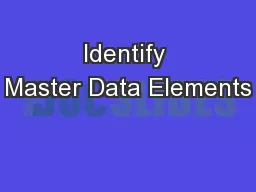 Identify Master Data Elements