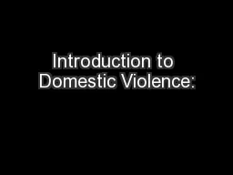 Introduction to Domestic Violence: