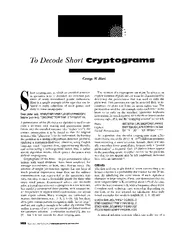 To Decode Short Cryptograms George W