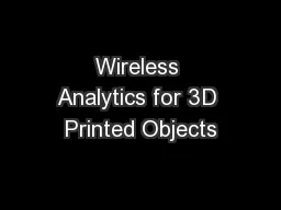 Wireless Analytics for 3D Printed Objects