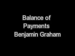 Balance of Payments Benjamin Graham