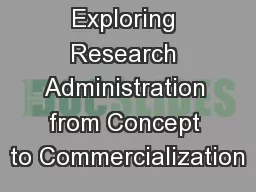 Exploring Research Administration from Concept to Commercialization