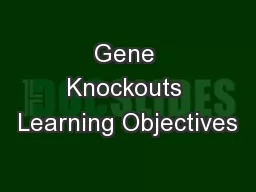 Gene Knockouts Learning Objectives