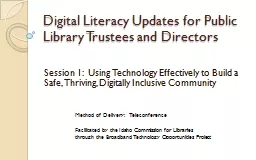 Digital Literacy Updates for Public Library Trustees and Directors