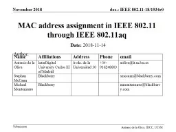MAC address assignment in IEEE 802.11 through IEEE 802.11aq
