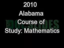 2010  Alabama Course of Study: Mathematics