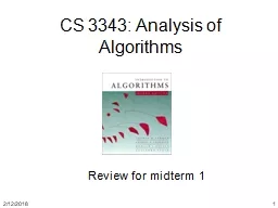 2/12/2018 1 CS 3343: Analysis of Algorithms