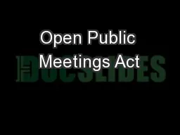Open Public Meetings Act