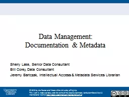 Data Management: Documentation & Metadata