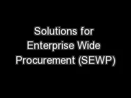 Solutions for Enterprise Wide Procurement (SEWP)