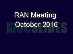 RAN Meeting October 2016