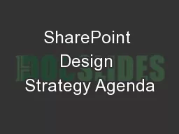 SharePoint Design Strategy Agenda