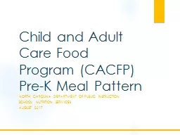 Child and Adult Care Food Program (CACFP) Pre-K Meal Pattern