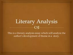 Literary Analysis This is