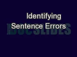       Identifying Sentence Errors