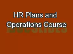 HR Plans and Operations Course
