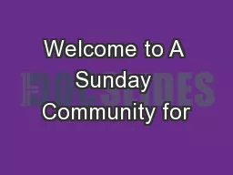 Welcome to A Sunday Community for