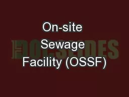On-site Sewage Facility (OSSF)