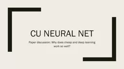 Cu Neural net Paper discussion: Why does cheap