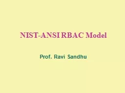 NIST-ANSI RBAC  Model Prof. Ravi