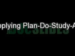 Applying Plan-Do-Study-Act